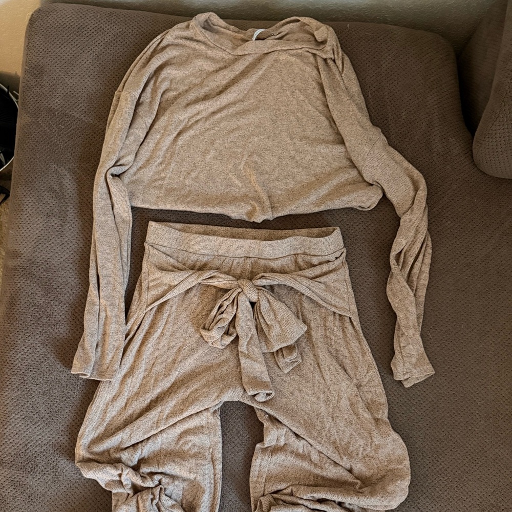 Fashion Nova Tan Knit Lounge Set